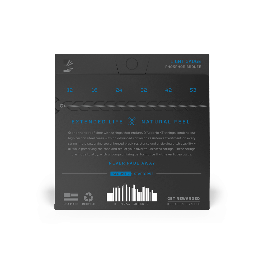 12-53 Light, XT Phosphor Bronze Coated Acoustic Guitar Strings