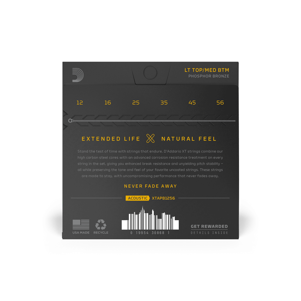 12-56 Light Top/Medium Bottom, XT Phosphor Bronze Coated Acoustic Guitar Strings