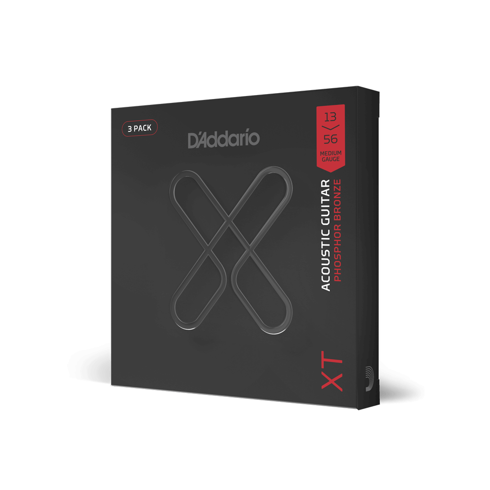 13-56 Medium, XT Phosphor Bronze Coated Acoustic Guitar Strings 3-Pack