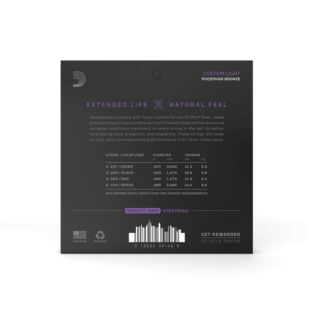 37-90 Custom Light, Taylor GS Mini, XT Phosphor Bronze Coated Acoustic Bass Strings