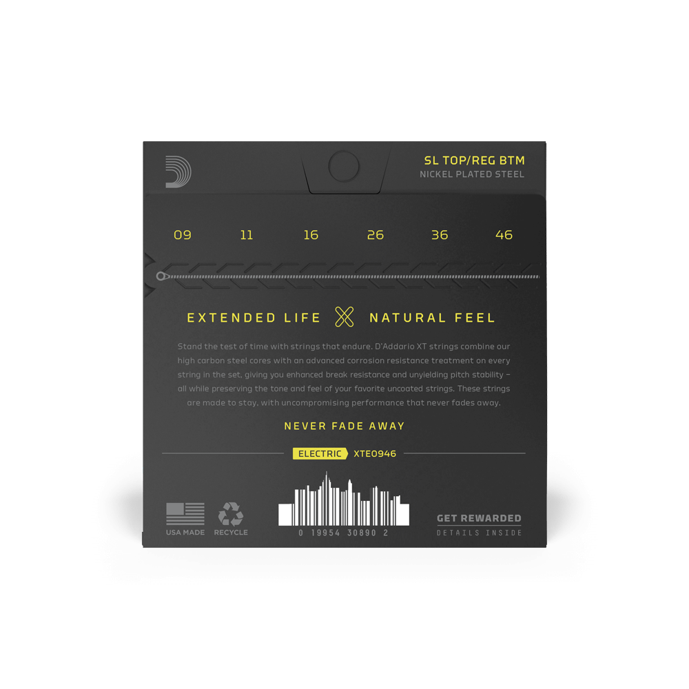 09-46 Super Lt Top/Reg Btm, XT Nickel Coated Electric Guitar Strings