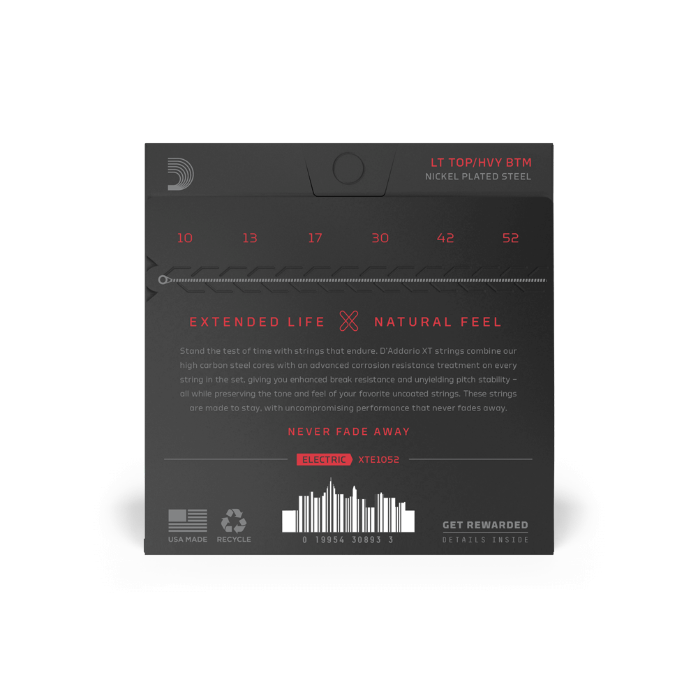 10-52 Lt Top/Heavy Btm, XT Nickel Coated Electric Guitar Strings