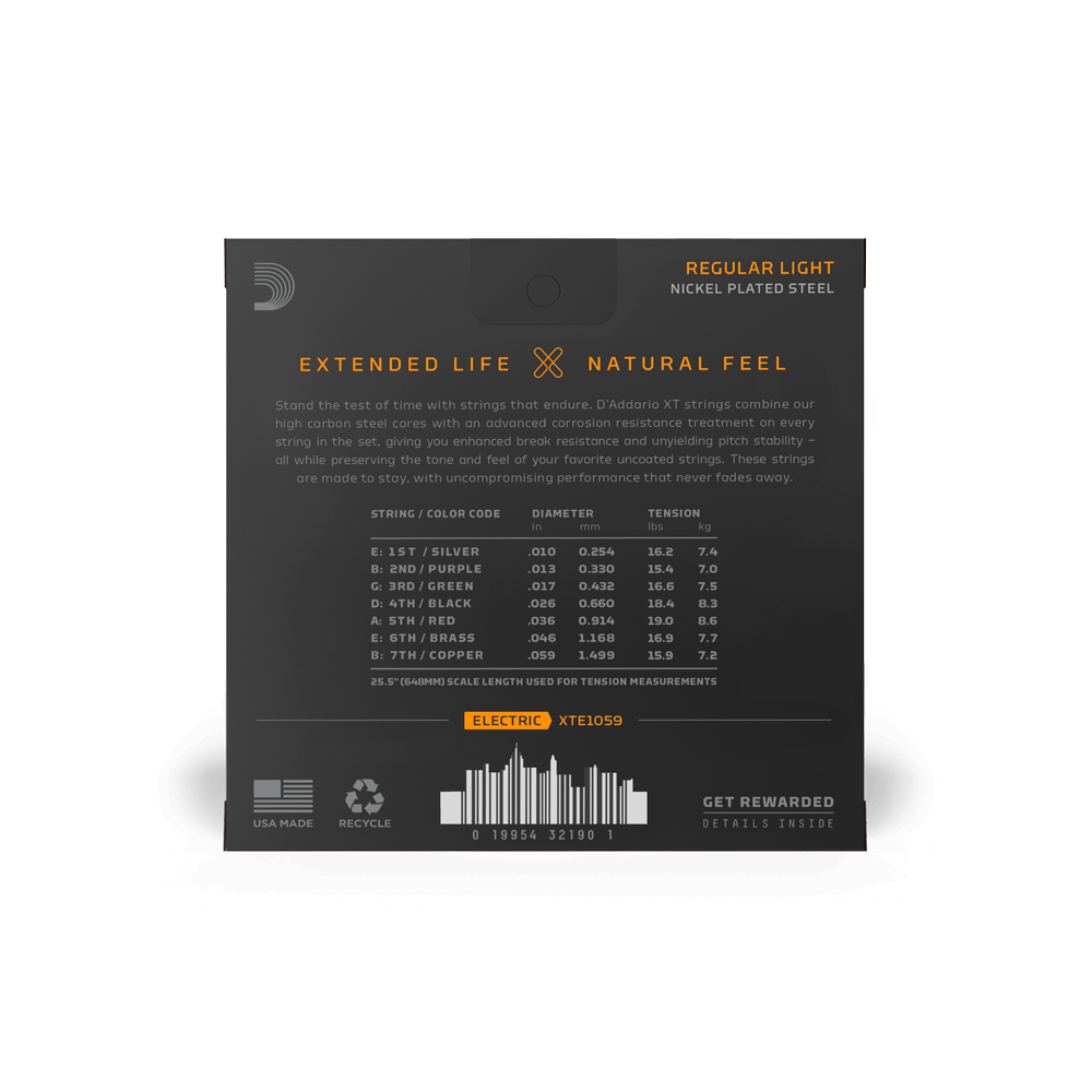 10-59 Regular Light 7-String, XT Nickel Coated Electric Guitar Strings
