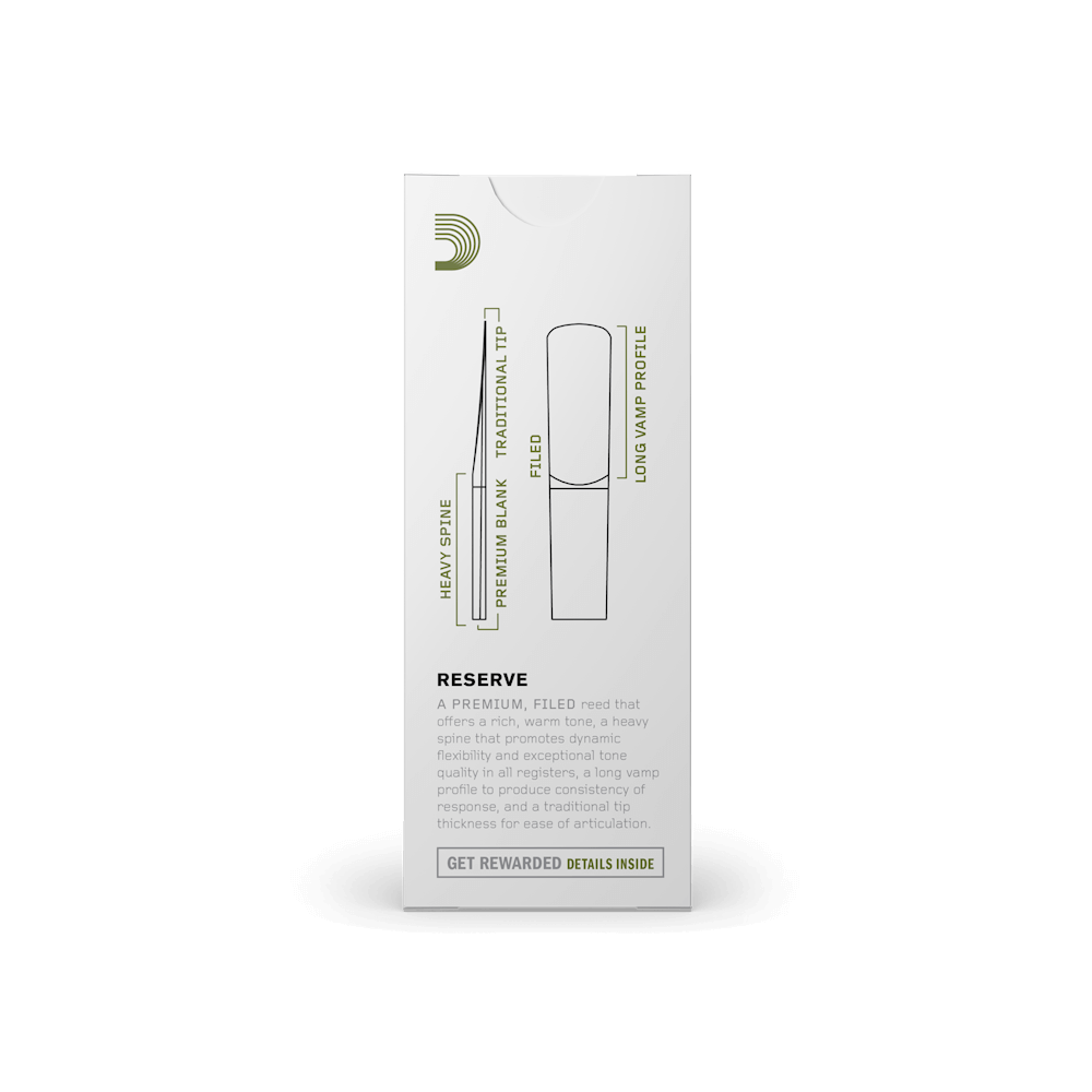 Strength 3.5 DAddario Reserve Tenor Saxophone Reeds 5-pack 