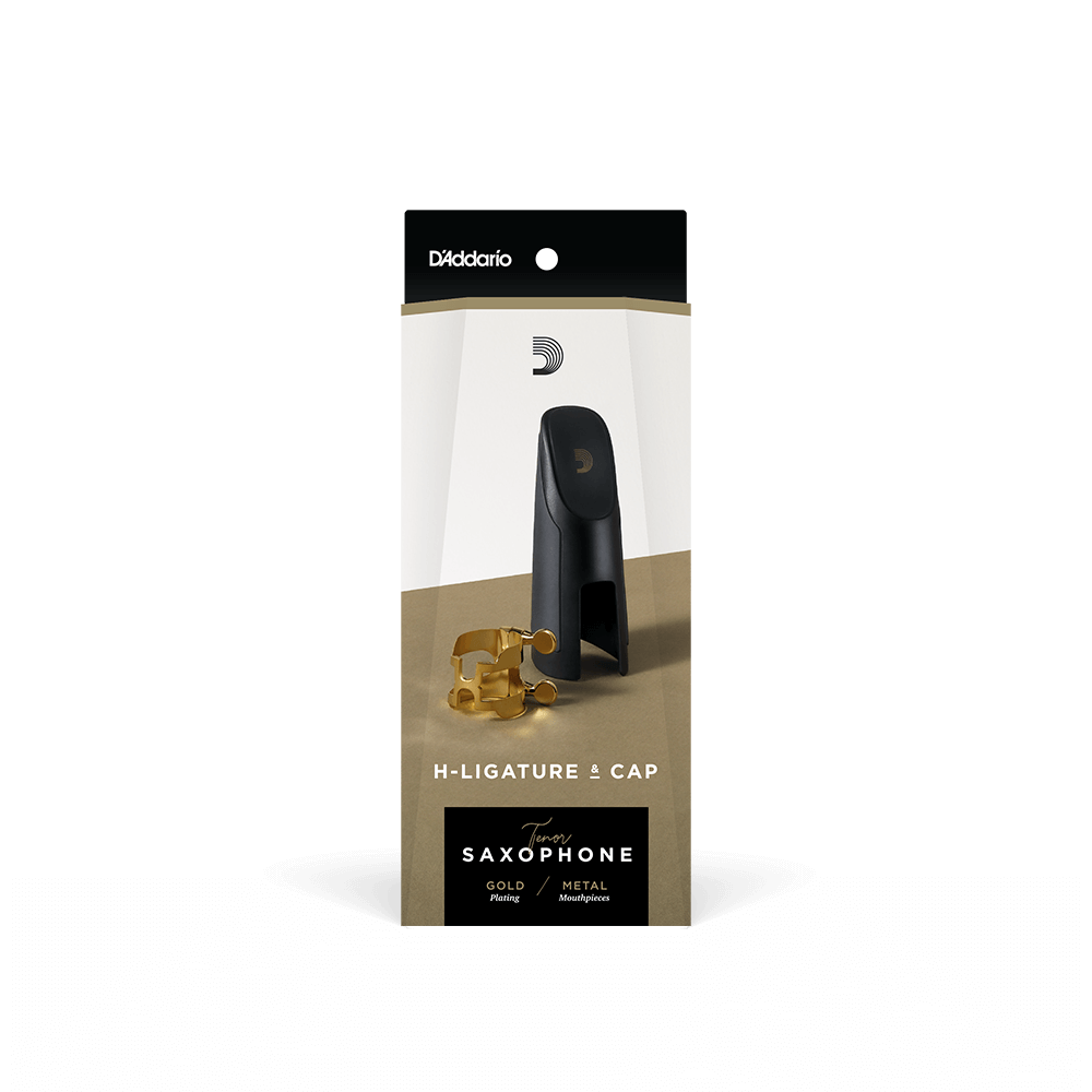 D'Addario H-Ligature & Cap, Tenor Saxophone (Metal Mouthpieces), Gold