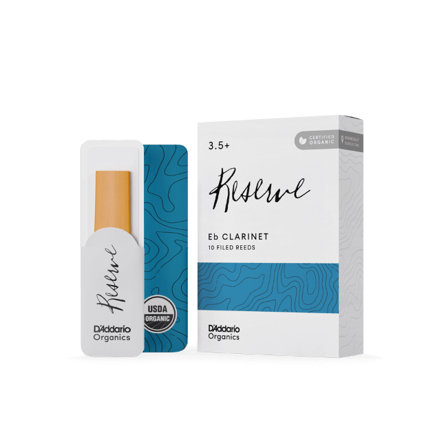 D'Addario Organic Reserve Eb Clarinet Reeds, Strength 3.5+, Individually-Sealed, 10-Pack