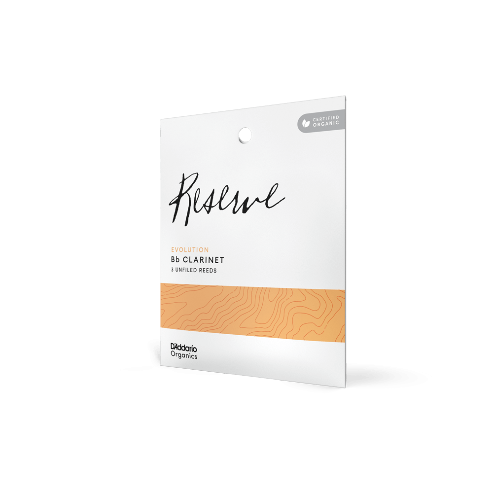 D'Addario Organic Reserve Evolution Bb Clarinet Reeds, Strength 2.5, Individually-Sealed, 3-Pack