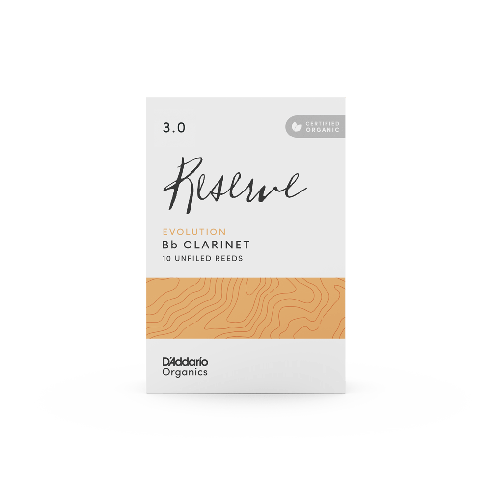 D'Addario Organic Reserve Evolution Bb Clarinet Reeds, Strength 3.0, Individually-Sealed, 10-Pack