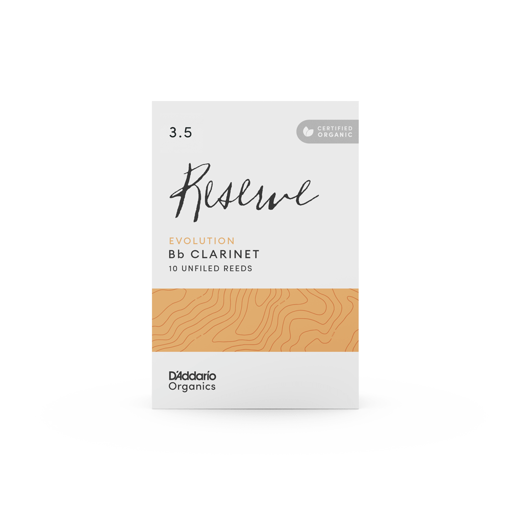 D'Addario Organic Reserve Evolution Bb Clarinet Reeds, Strength 3.5, Individually-Sealed, 10-Pack