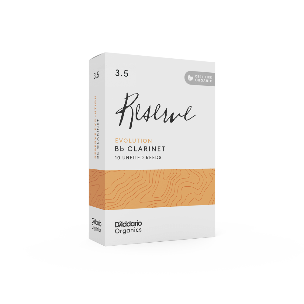 D'Addario Organic Reserve Evolution Bb Clarinet Reeds, Strength 3.5, Individually-Sealed, 10-Pack