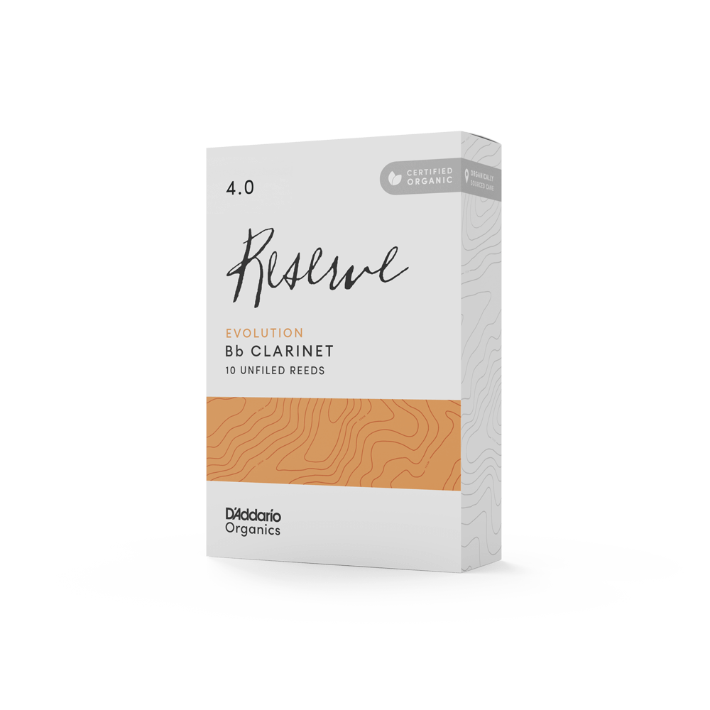 D'Addario Organic Reserve Evolution Bb Clarinet Reeds, Strength 4.0, Individually-Sealed, 10-Pack