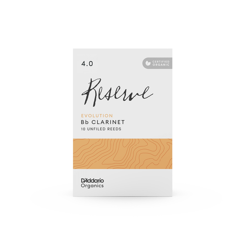 D'Addario Organic Reserve Evolution Bb Clarinet Reeds, Strength 4.0, Individually-Sealed, 10-Pack