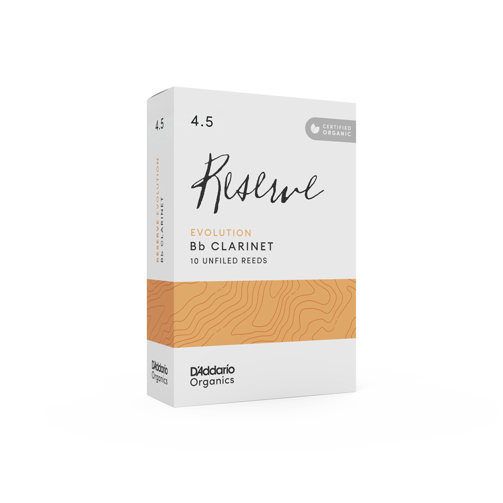 D'Addario Organic Reserve Evolution Bb Clarinet Reeds, Strength 4.5, Individually-Sealed, 10-Pack
