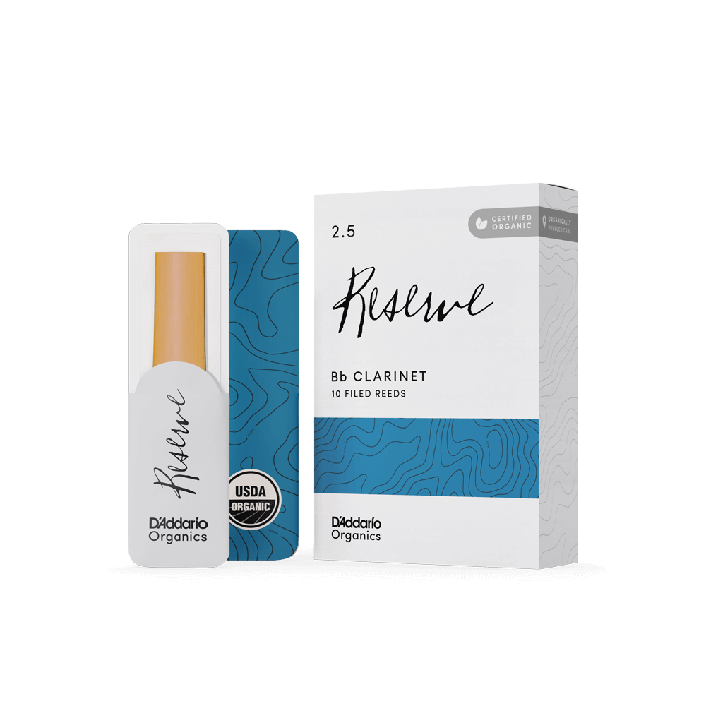 D'Addario Organic Reserve Bb Clarinet Reeds, Strength 2.5, Individually-Sealed, 10-Pack