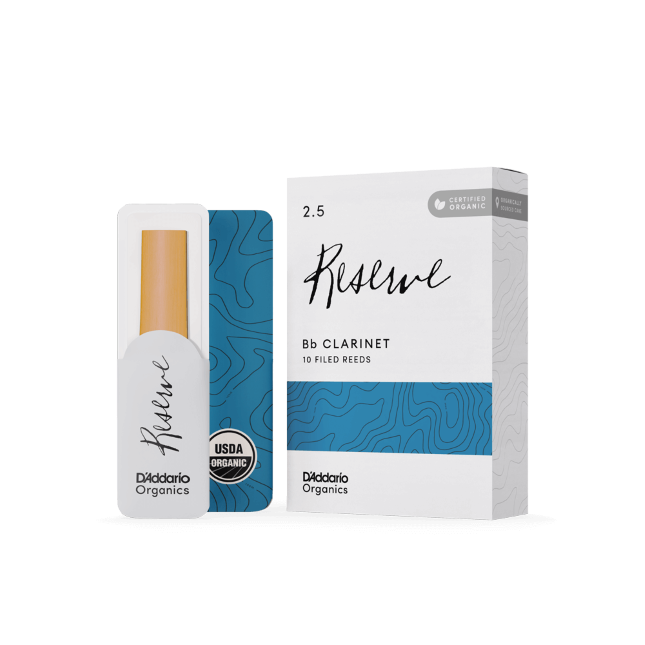 D&#39;Addario Organic Reserve Bb Clarinet Reeds, Strength 2.5, Individually-Sealed, 10-Pack