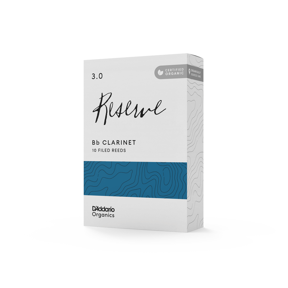 D'Addario Organic Reserve Bb Clarinet Reeds, Strength 3.0, Individually-Sealed, 10-Pack