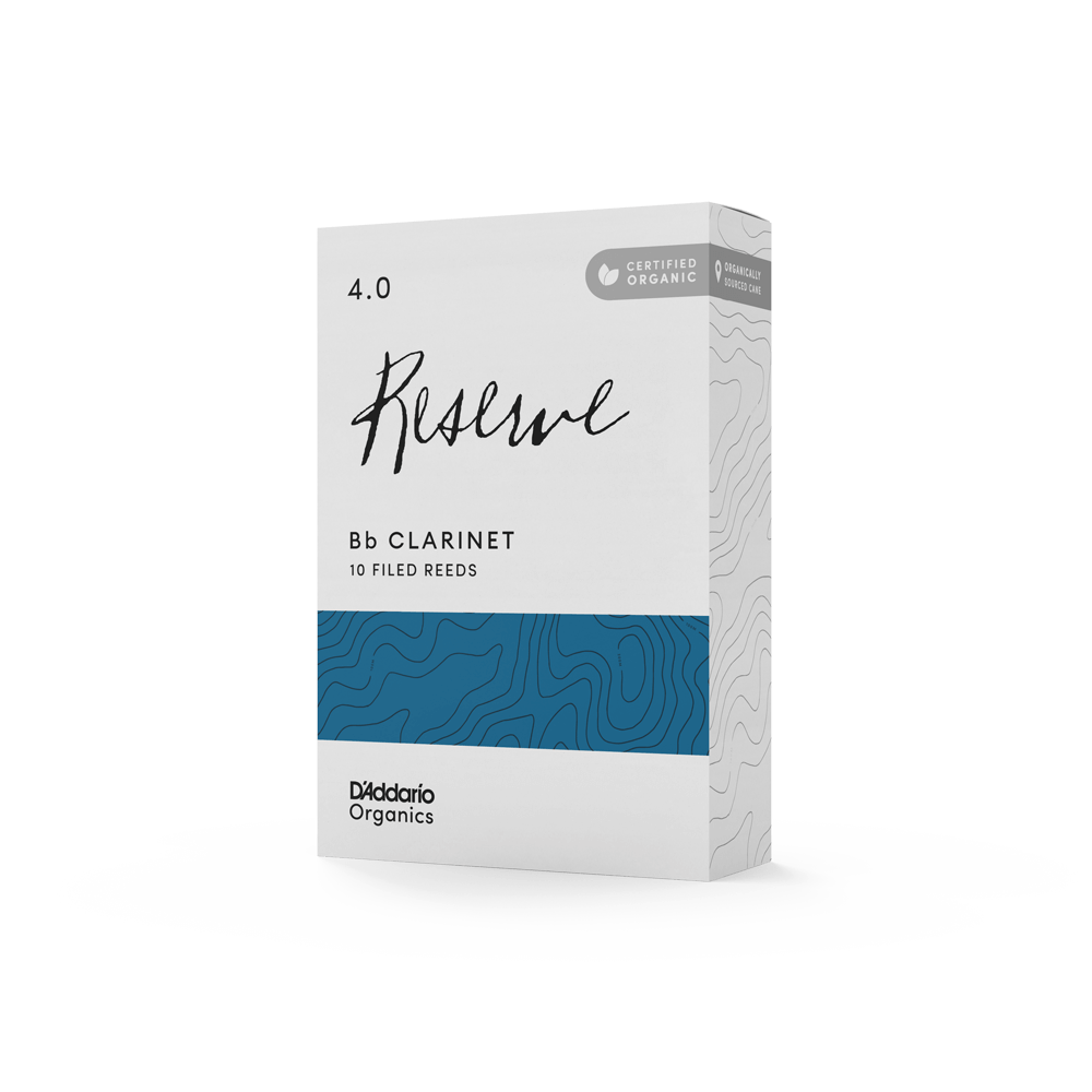 D'Addario Organic Reserve Bb Clarinet Reeds, Strength 4.0, Individually-Sealed, 10-Pack