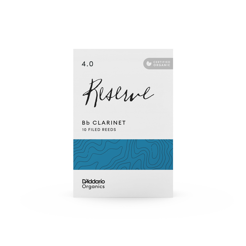 D'Addario Organic Reserve Bb Clarinet Reeds, Strength 4.0, Individually-Sealed, 10-Pack