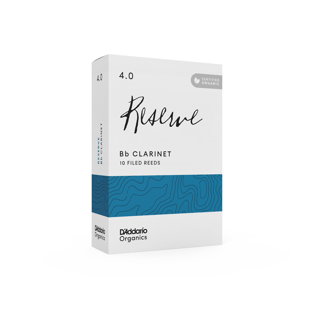 D'Addario Organic Reserve Bb Clarinet Reeds, Strength 4.0, Individually-Sealed, 10-Pack