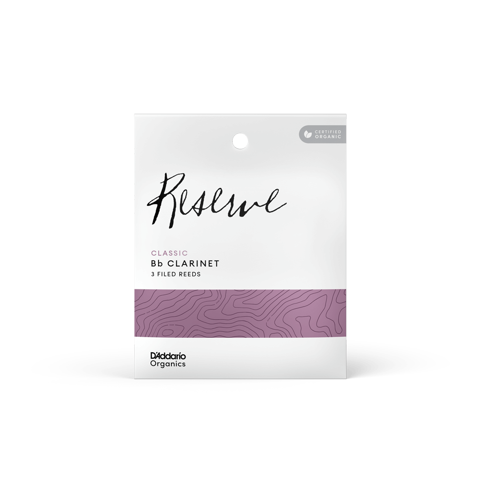 D'Addario Organic Reserve Classic Bb Clarinet Reeds, Strength 2.0, Individually-Sealed, 3-Pack