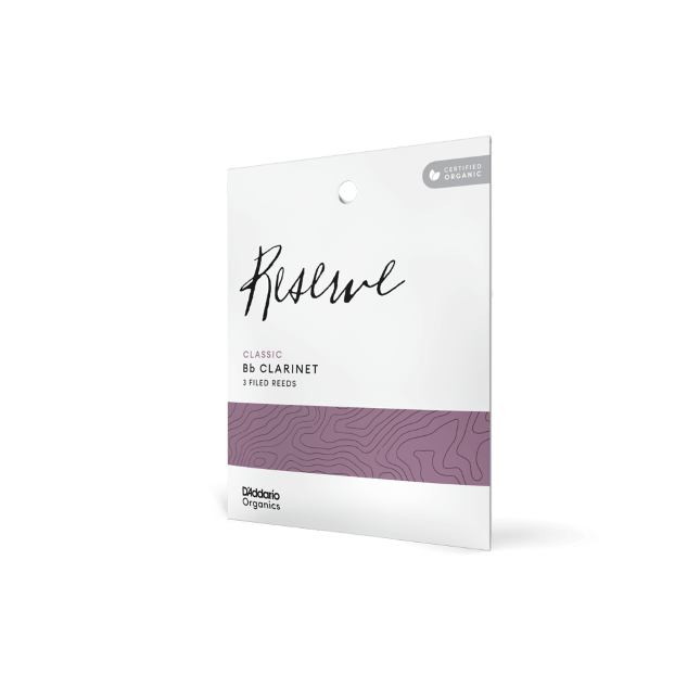 D&#39;Addario Organic Reserve Classic Bb Clarinet Reeds, Strength 2.0, Individually-Sealed, 3-Pack