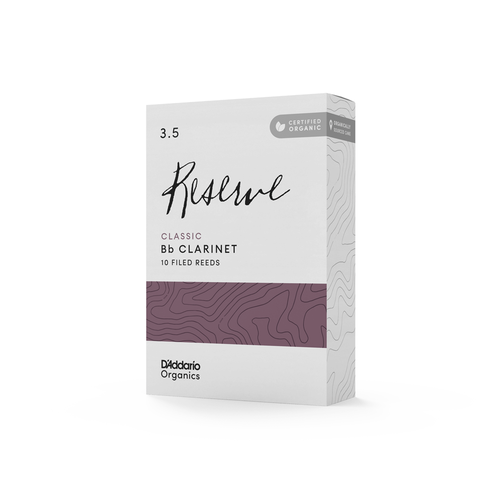 D'Addario Organic Reserve Classic Bb Clarinet Reeds, Strength 3.5, Individually-Sealed, 10-Pack