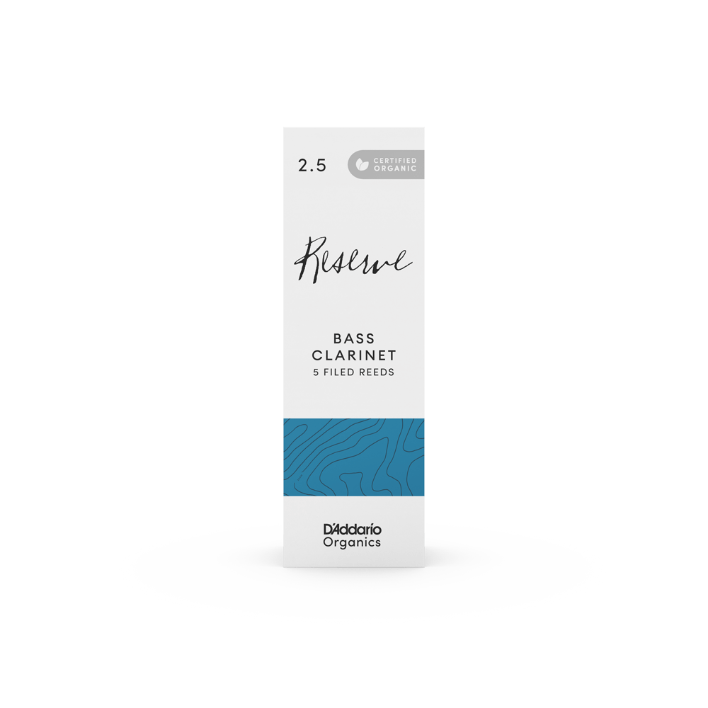 D'Addario Organic Reserve Bass Clarinet Reeds, Strength 2.5, Individually-Sealed, 5-Pack