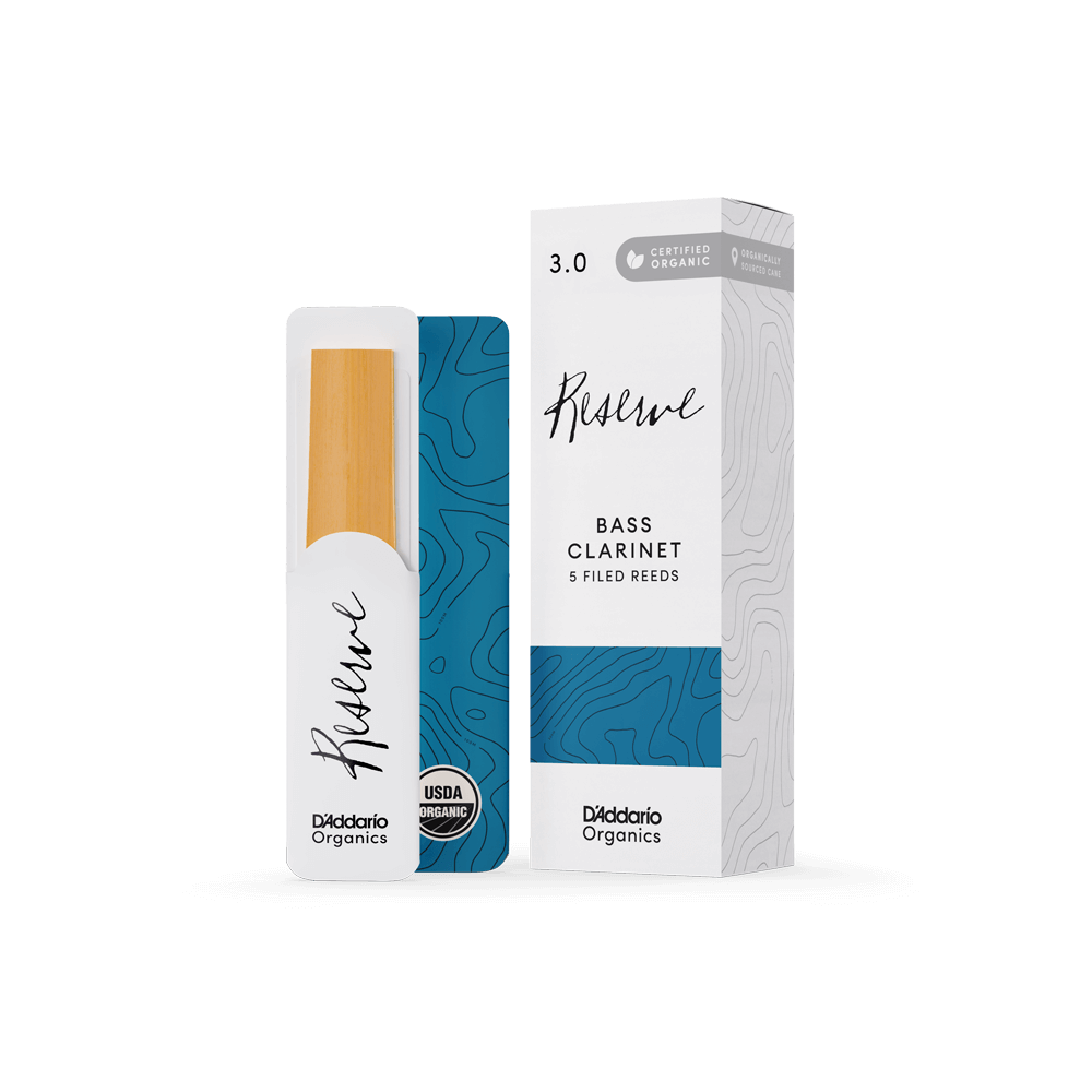 D'Addario Organic Reserve Bass Clarinet Reeds, Strength 3.0, Individually-Sealed, 5-Pack