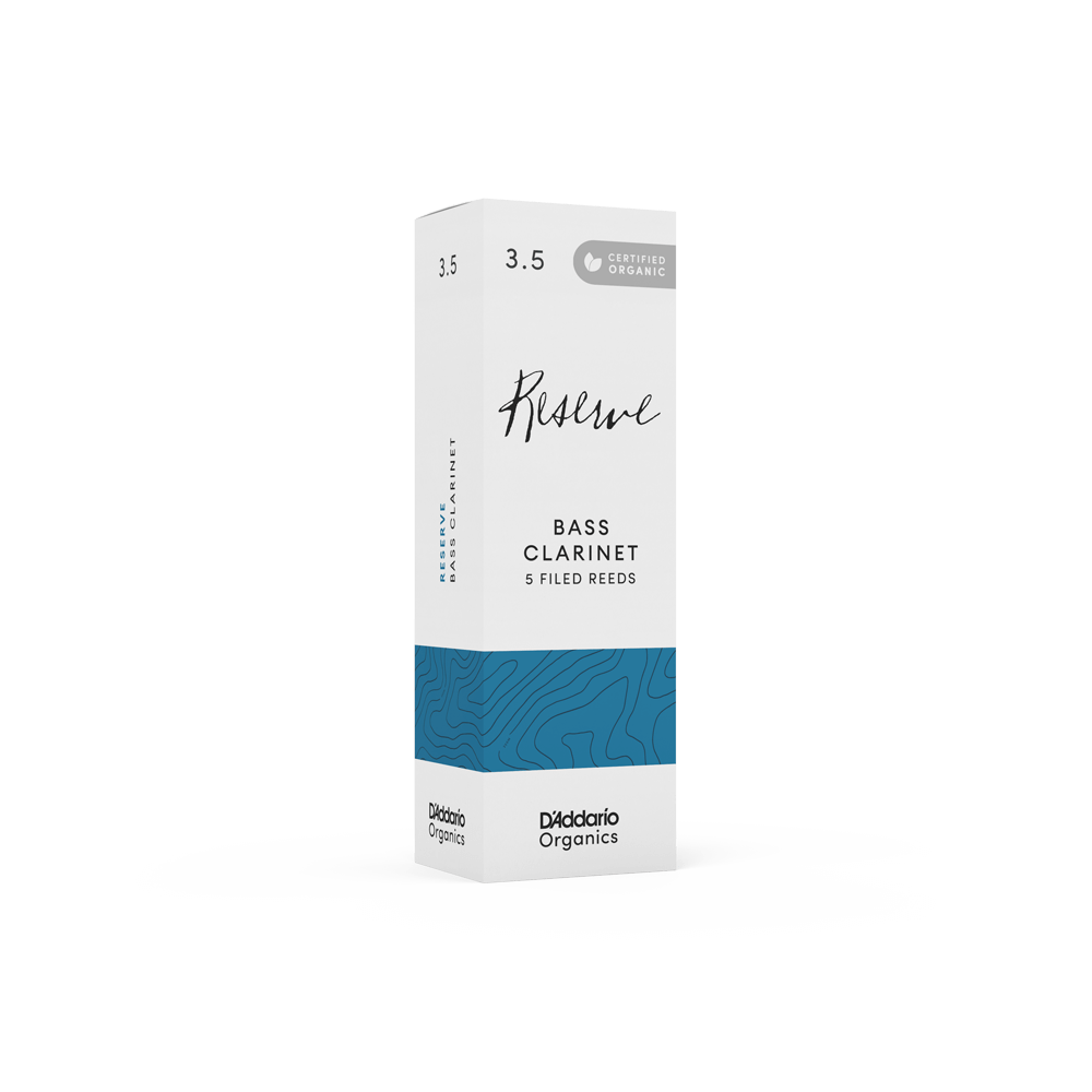 D'Addario Organic Reserve Bass Clarinet Reeds, Strength 3.5, Individually-Sealed, 5-Pack