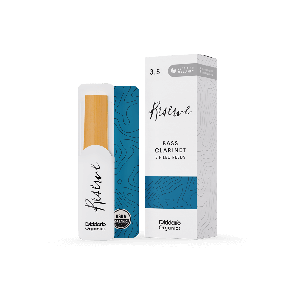 D'Addario Organic Reserve Bass Clarinet Reeds, Strength 3.5, Individually-Sealed, 5-Pack