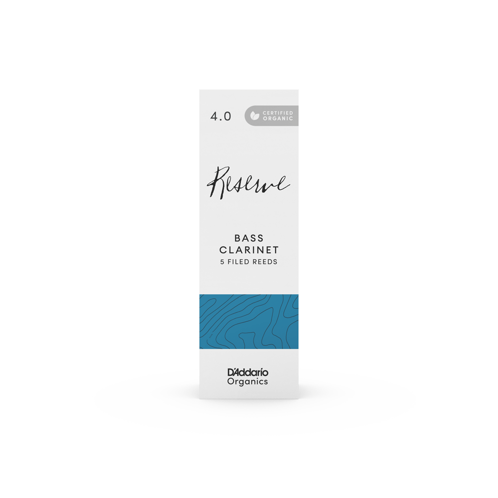 D'Addario Organic Reserve Bass Clarinet Reeds, Strength 4.0, Individually-Sealed, 5-Pack