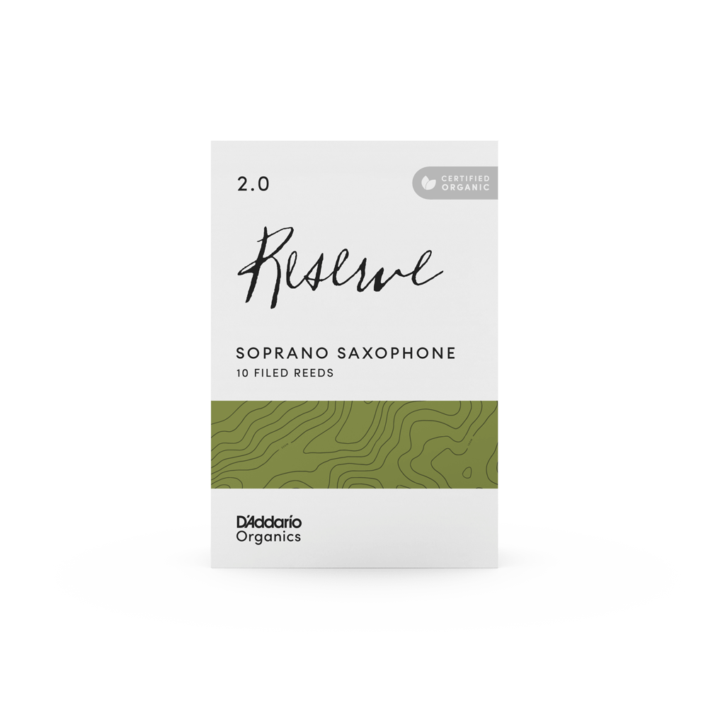D'Addario Organic Reserve Soprano Saxophone Reeds, Strength 2.0, Individually-Sealed, 10-Pack