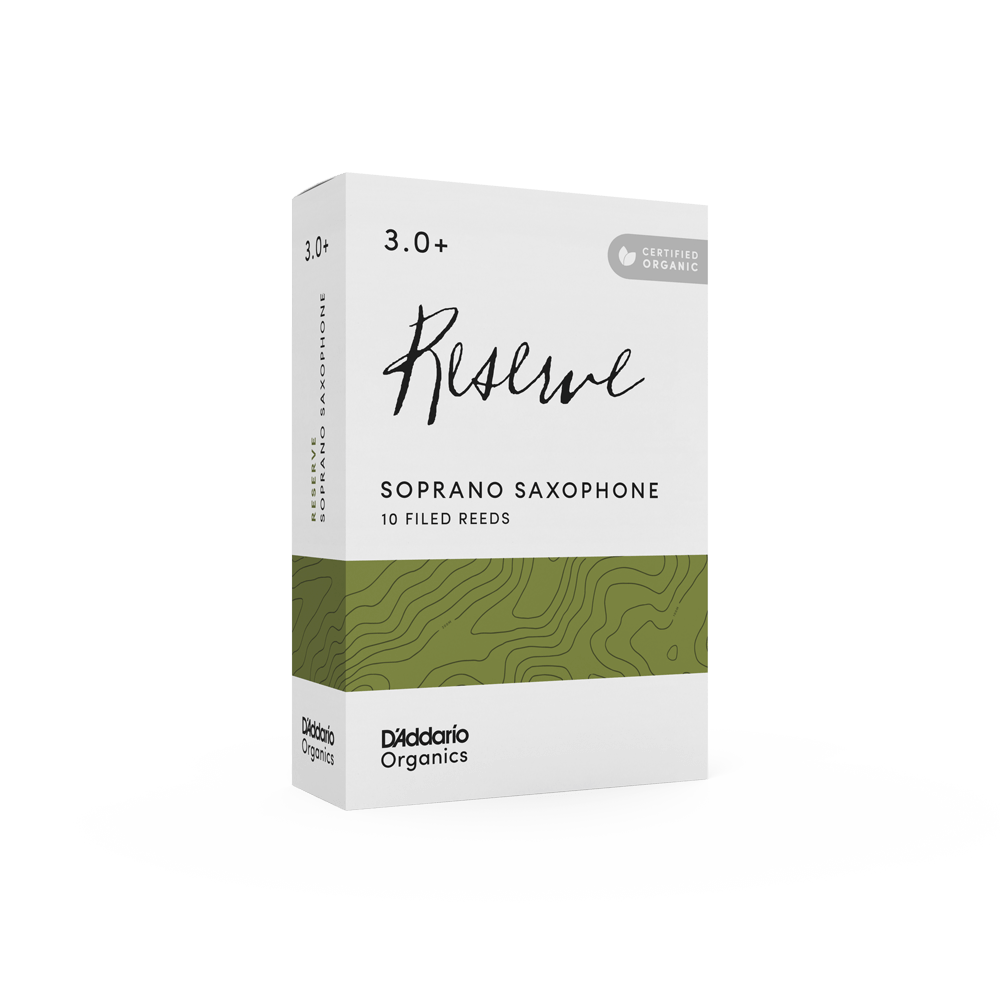 D'Addario Organic Reserve Soprano Saxophone Reeds, Strength 3.0+, Individually-Sealed, 10-Pack