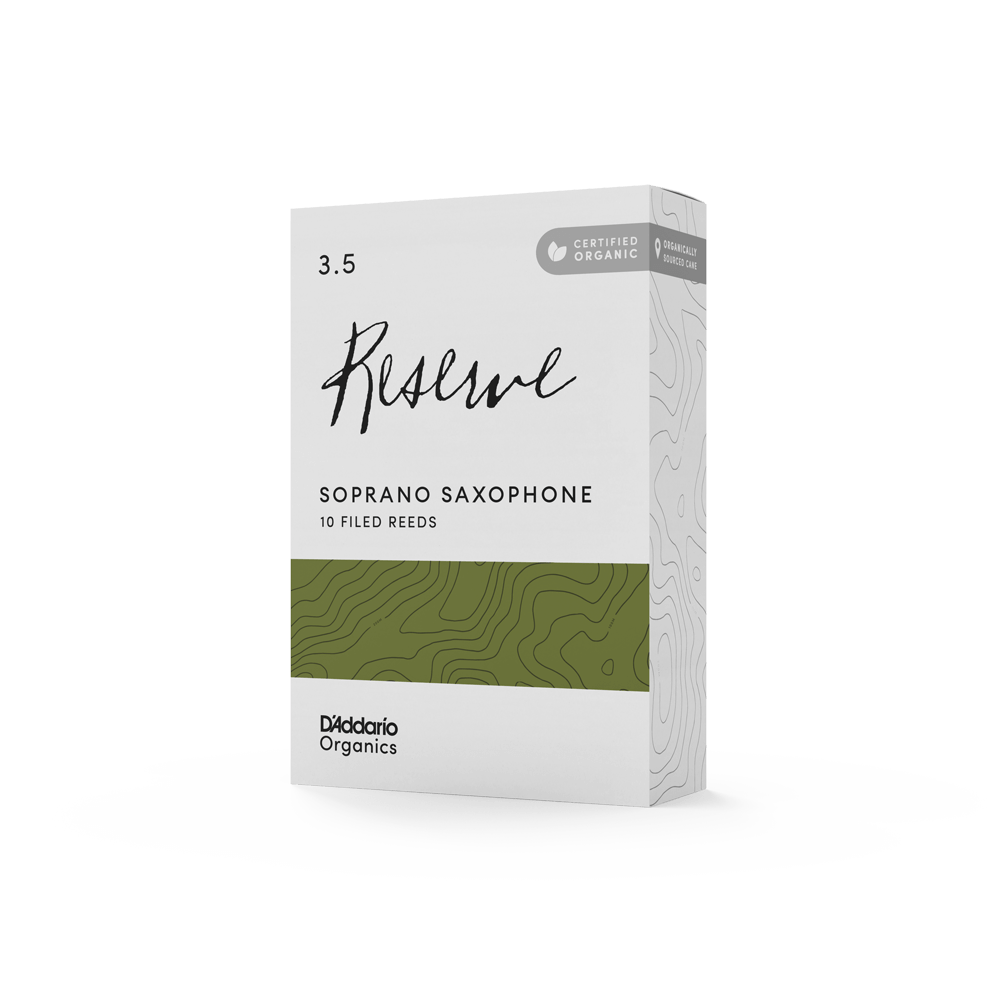 D'Addario Organic Reserve Soprano Saxophone Reeds, Strength 3.5, Individually-Sealed, 10-Pack