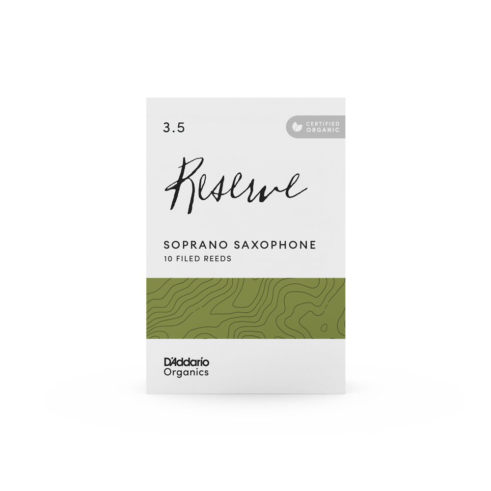 D'Addario Organic Reserve Soprano Saxophone Reeds, Strength 3.5, Individually-Sealed, 10-Pack