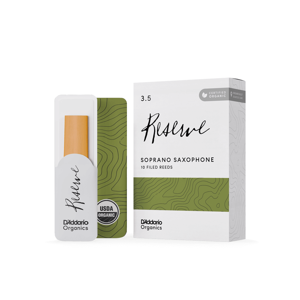 D'Addario Organic Reserve Soprano Saxophone Reeds, Strength 3.5, Individually-Sealed, 10-Pack