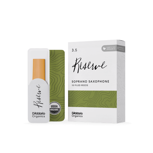D&#39;Addario Organic Reserve Soprano Saxophone Reeds, Strength 3.5, Individually-Sealed, 10-Pack