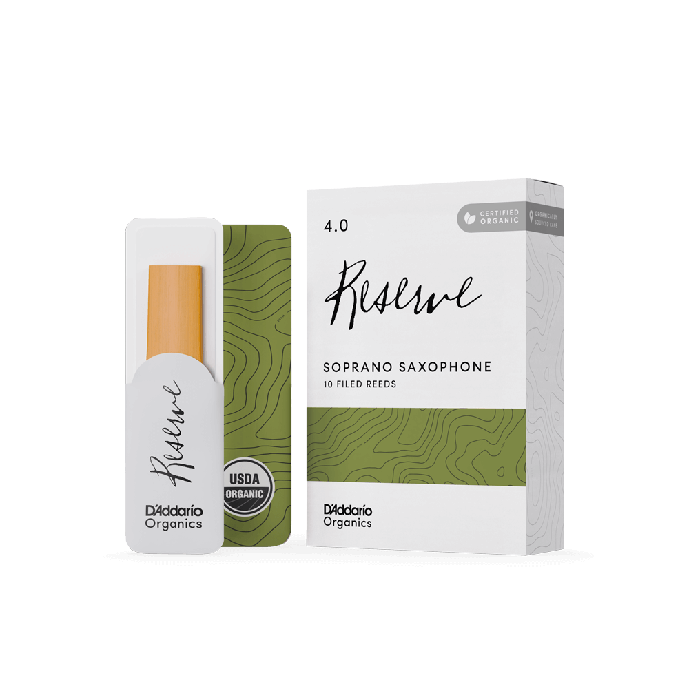 D'Addario Organic Reserve Soprano Saxophone Reeds, Strength 4.0, Individually-Sealed, 10-Pack