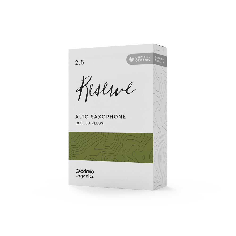 D'Addario Organic Reserve Alto Saxophone Reeds, Strength 2.5, Individually-Sealed, 10-Pack