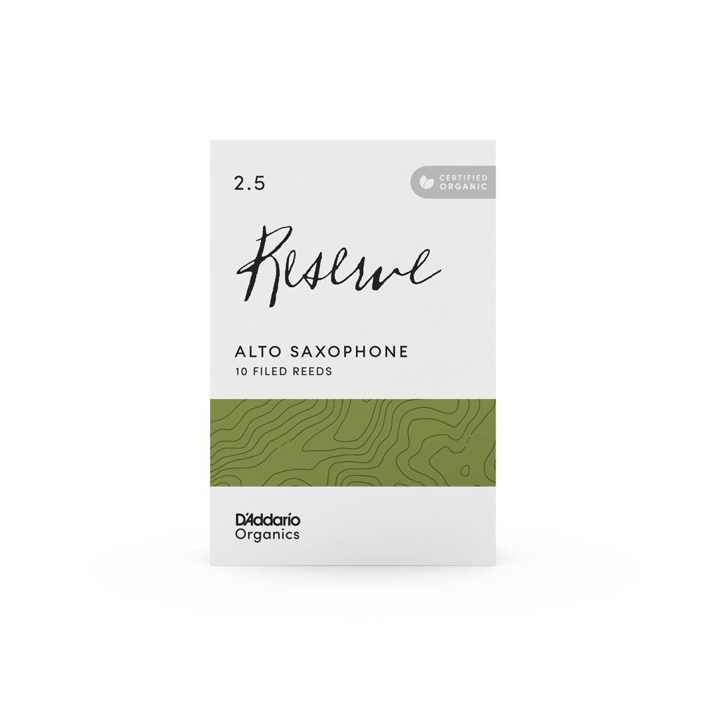 D'Addario Organic Reserve Alto Saxophone Reeds, Strength 2.5, Individually-Sealed, 10-Pack
