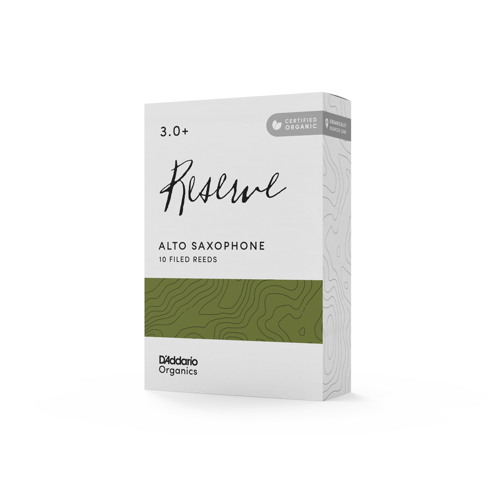 D'Addario Organic Reserve Alto Saxophone Reeds, Strength 3.0+, Individually-Sealed, 10-Pack