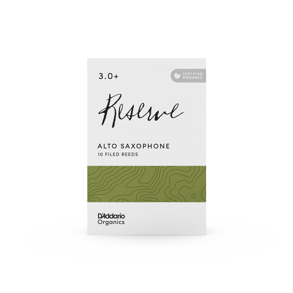 D'Addario Organic Reserve Alto Saxophone Reeds, Strength 3.0+, Individually-Sealed, 10-Pack