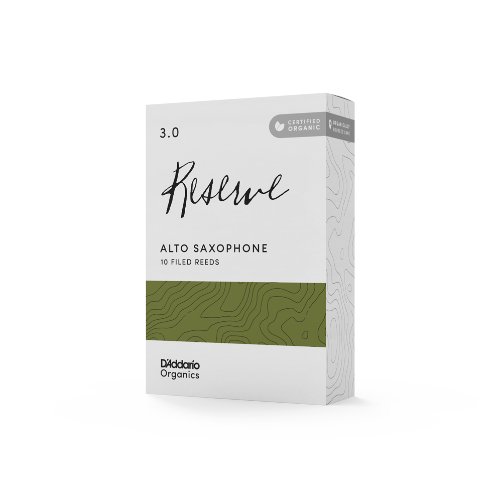 D'Addario Organic Reserve Alto Saxophone Reeds, Strength 3.0, Individually-Sealed, 10-Pack