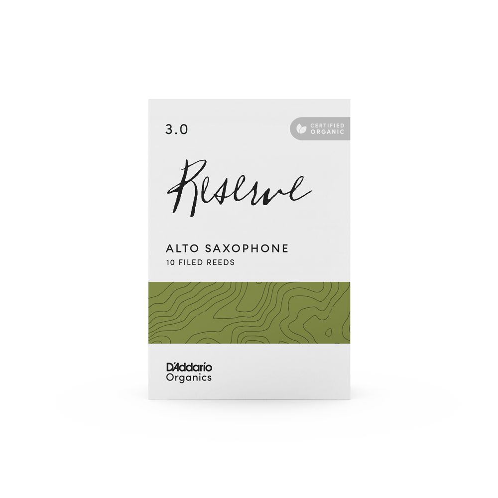 D'Addario Organic Reserve Alto Saxophone Reeds, Strength 3.0, Individually-Sealed, 10-Pack