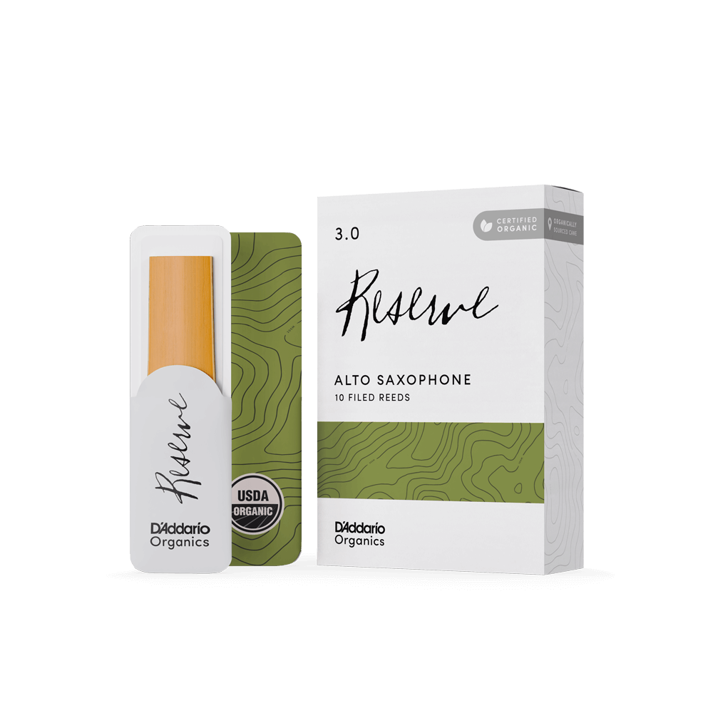 D'Addario Organic Reserve Alto Saxophone Reeds, Strength 3.0, Individually-Sealed, 10-Pack