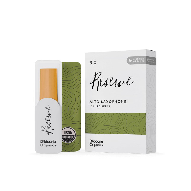 D'Addario Organic Reserve Alto Saxophone Reeds, Strength 3.0, Individually-Sealed, 10-Pack