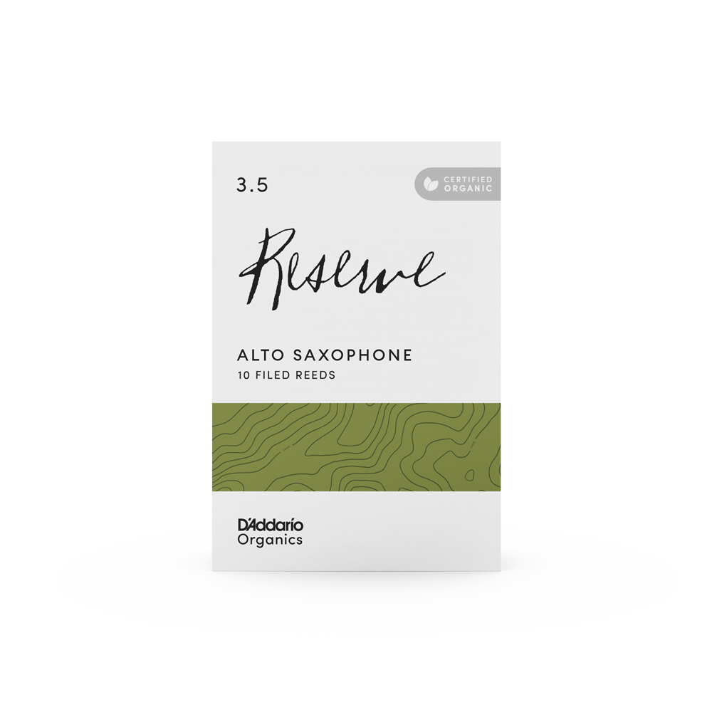 D'Addario Organic Reserve Alto Saxophone Reeds, Strength 3.5, Individually-Sealed, 10-Pack