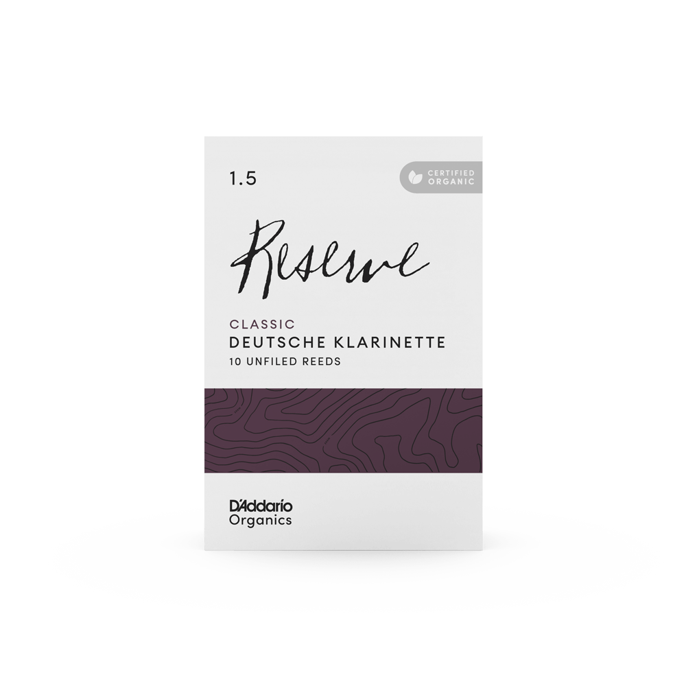 D'Addario Organic Reserve Classic, Deutsche Klarinette Reeds, Strength 1.5, Individually-Sealed, 10-Pack