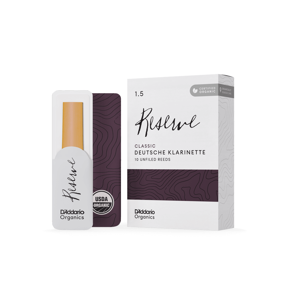 D'Addario Organic Reserve Classic, Deutsche Klarinette Reeds, Strength 1.5, Individually-Sealed, 10-Pack
