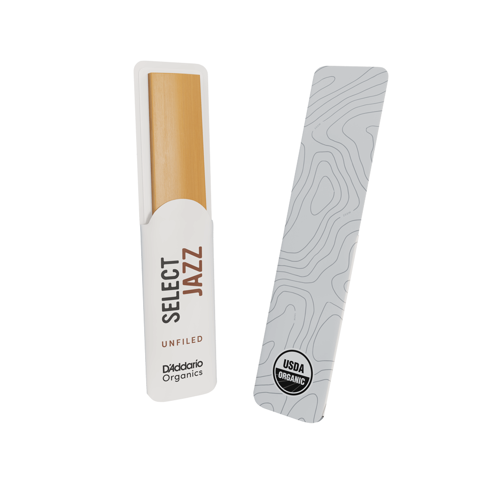 D'Addario Organic Select Jazz Unfiled Tenor Saxophone Reeds, Strength 3 Hard, Individually-Sealed, 5-Pack